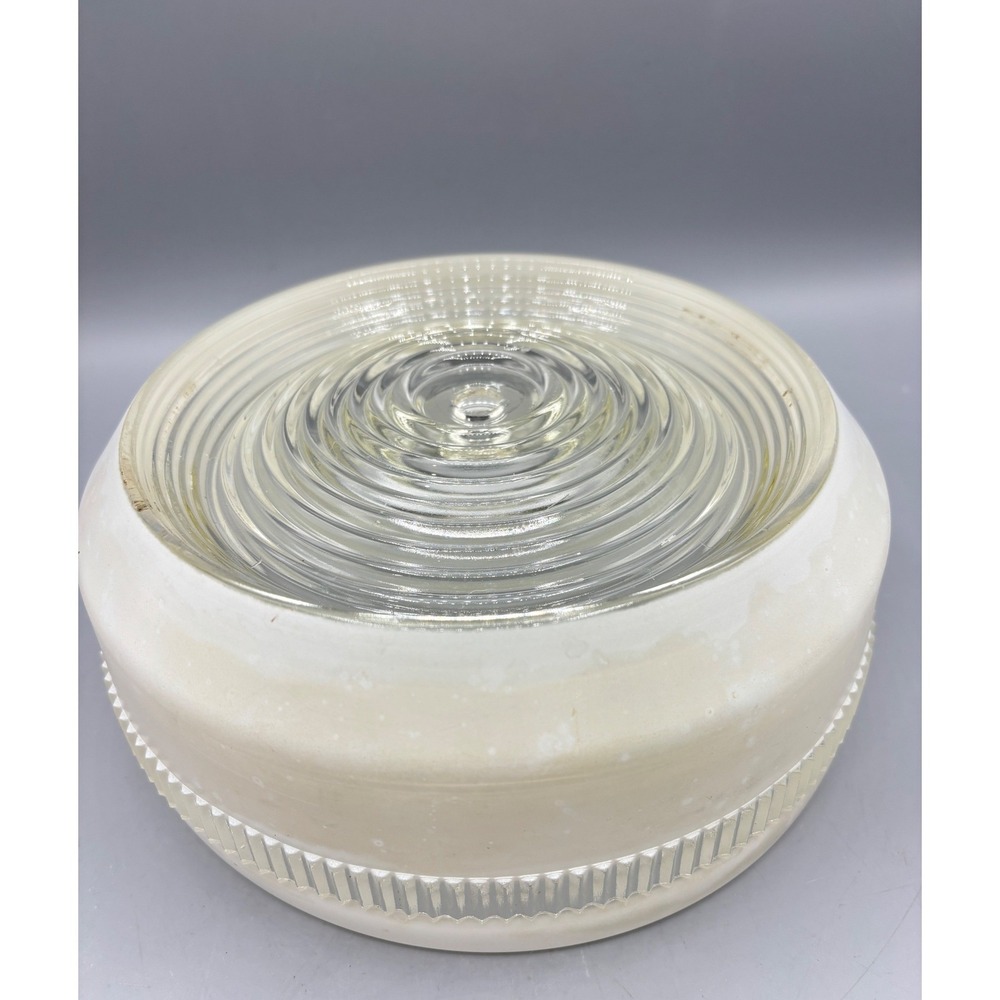 Vintage Art Deco‎ Bullseye Drum Glass Ceiling Light Globe Shade Frosted Ribbed